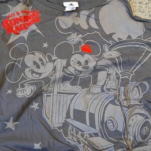 Disney Mickey & Minnie Runaway Railway Women’s Sweatshirt-Gray and Red